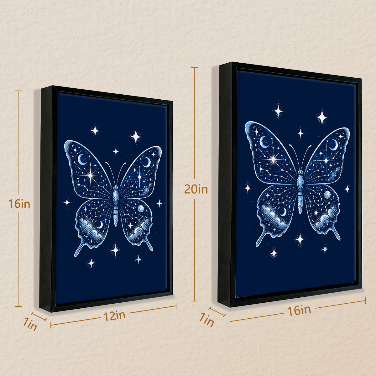 Framed Night Sky Butterfly Art Print, Celestial Design, High-Quality Matte Finish, Perfect for Home Decor in Any Room