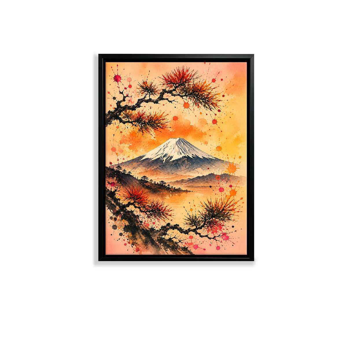 Framed Mount Fuji Watercolor Art Print, Japanese Style Landscape, Perfect for Home Decor or Gift