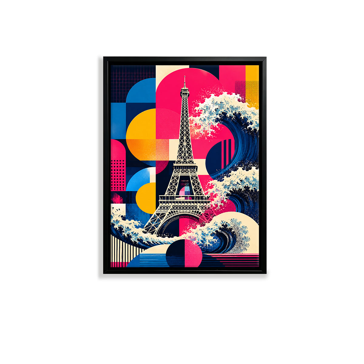 Framed Eiffel Tower Wave Art Print, Modern Abstract Design, High-Quality Matte Finish, Perfect Home Decor for Any Room