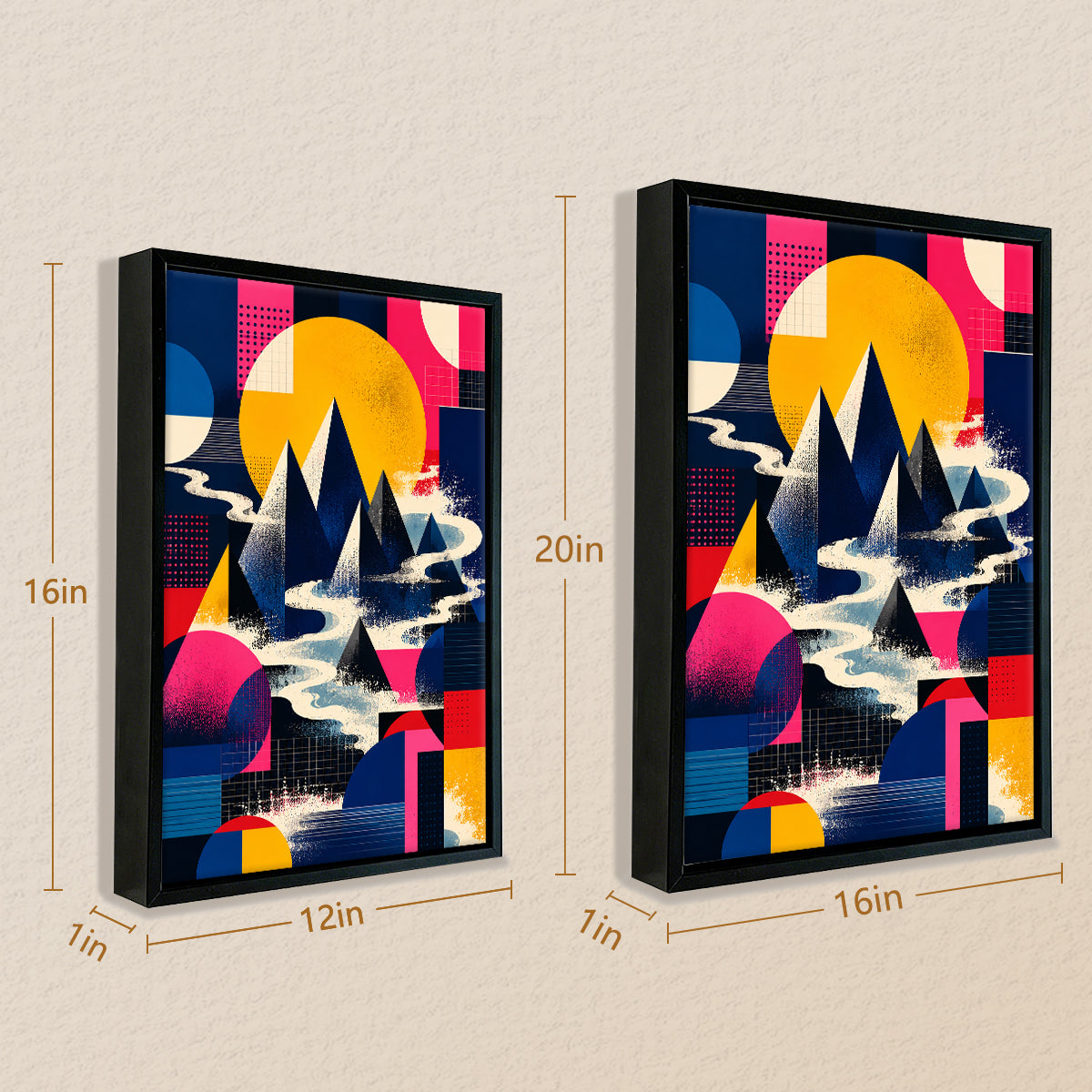 Framed Abstract Mountain Canvas Art Print, High Quality HD Printing, Perfect for Home Decor in Any Room