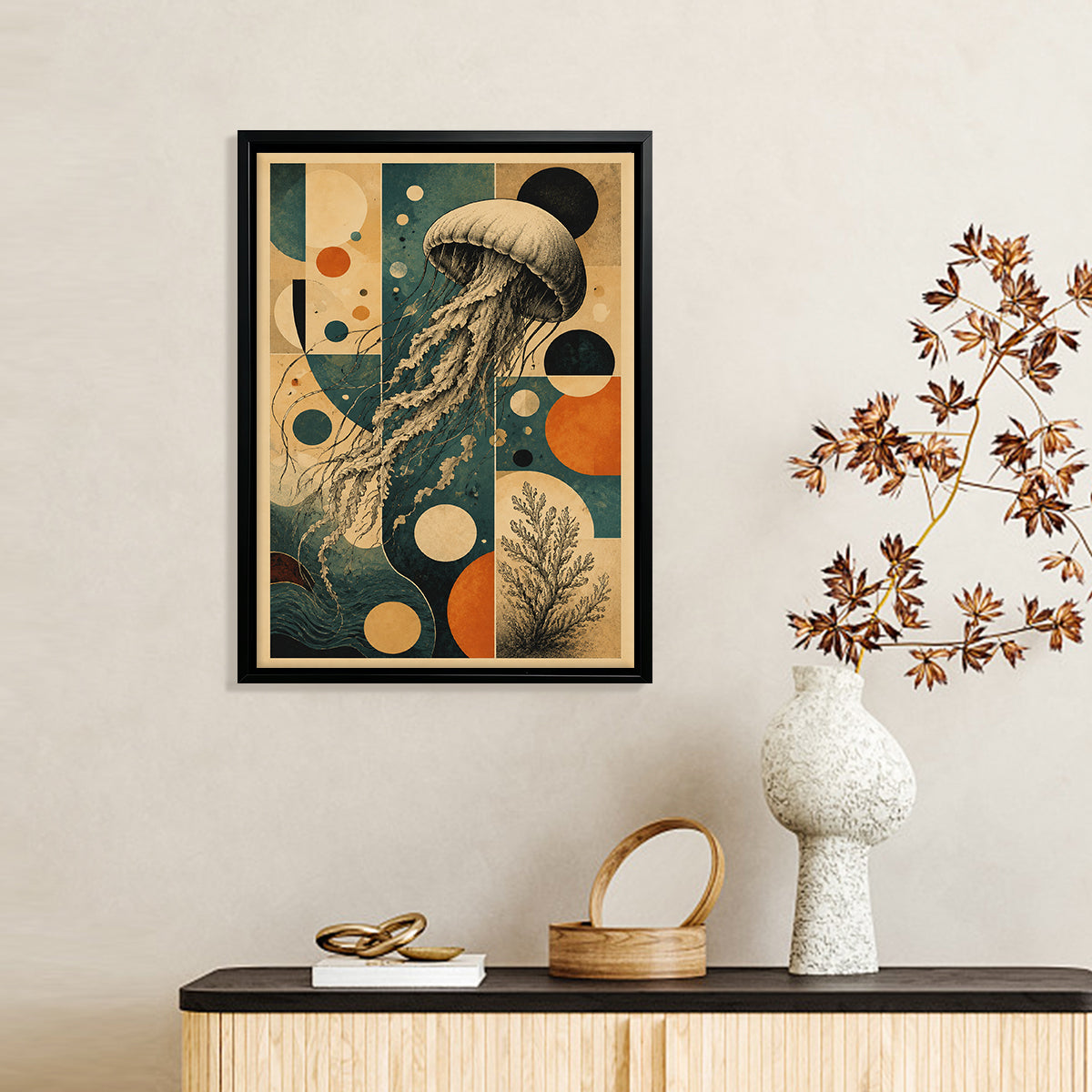 Framed Jellyfish Art Print, Vintage Style, High-Quality Poster for Home Decor, Perfect Gift for Any Occasion