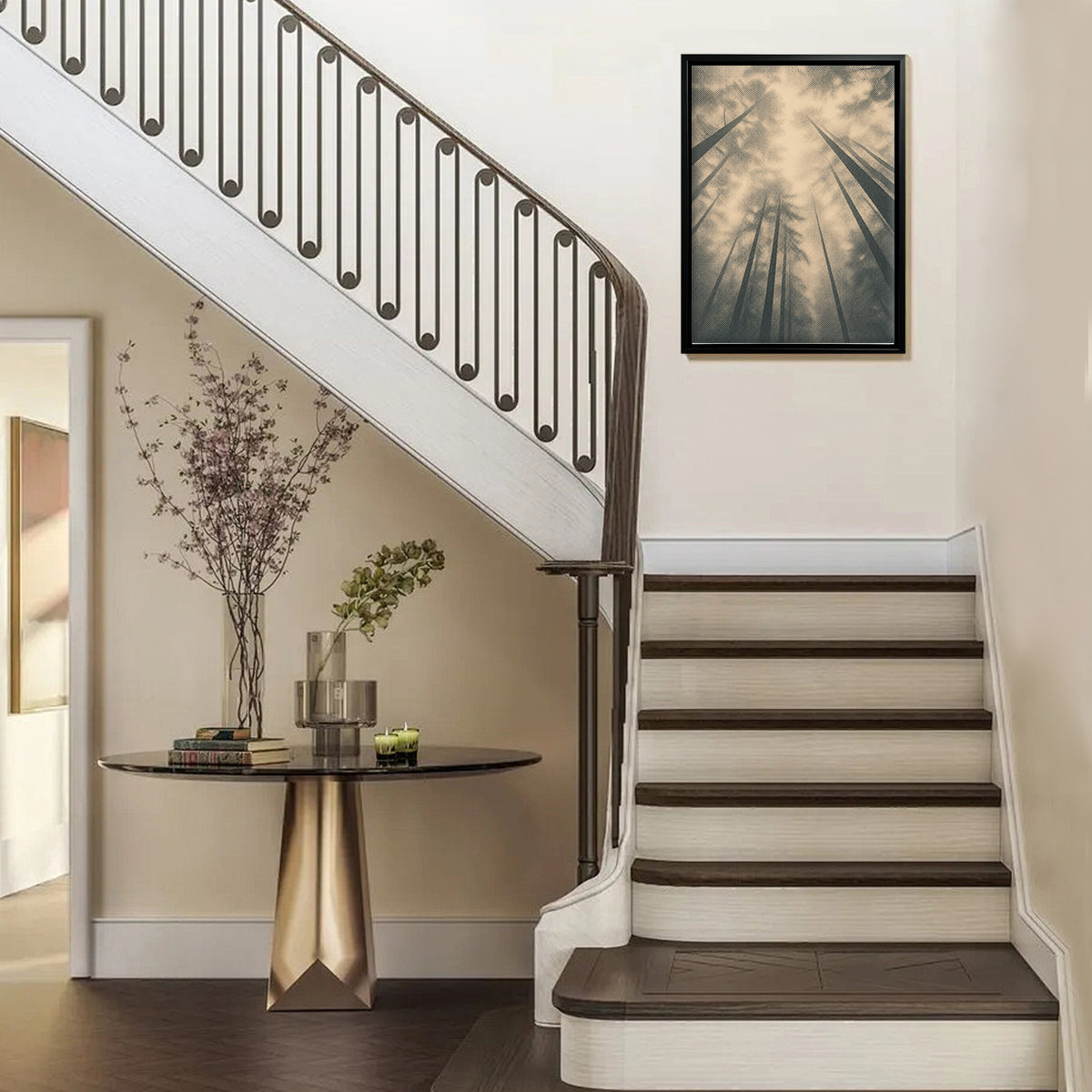 Framed Forest Canopy Art Print, Vintage Style, High-Quality Matte Finish, Perfect for Home Decor in Any Room