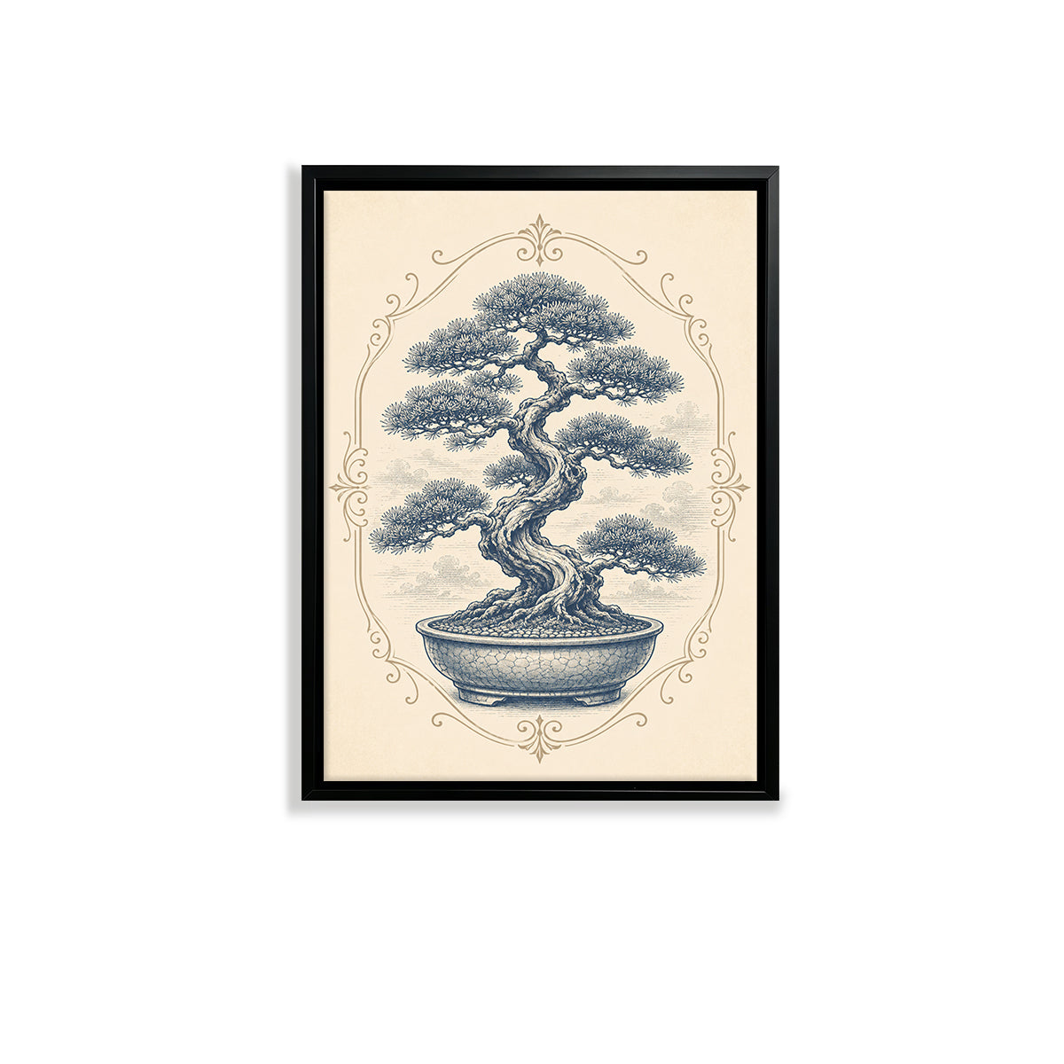 Framed Bonsai Tree Art Print, Vintage-Inspired Design, High-Quality Giclee on Canvas, Perfect for Home Decor in Any Room
