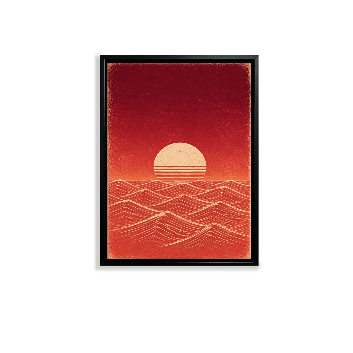Framed Ocean Sunset Art Print, Retro Style, High-Quality Matte Finish, Perfect Home Decor for Living Room or Bedroom