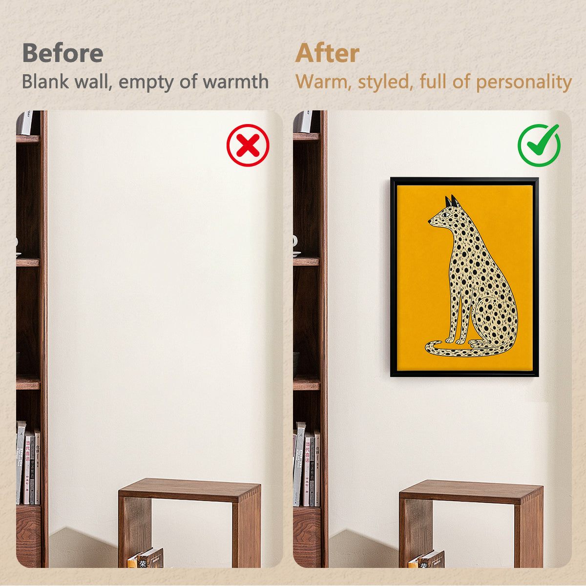 Framed Leopard Art Print, Modern Pattern Design, Vibrant Yellow Background, Home Decor