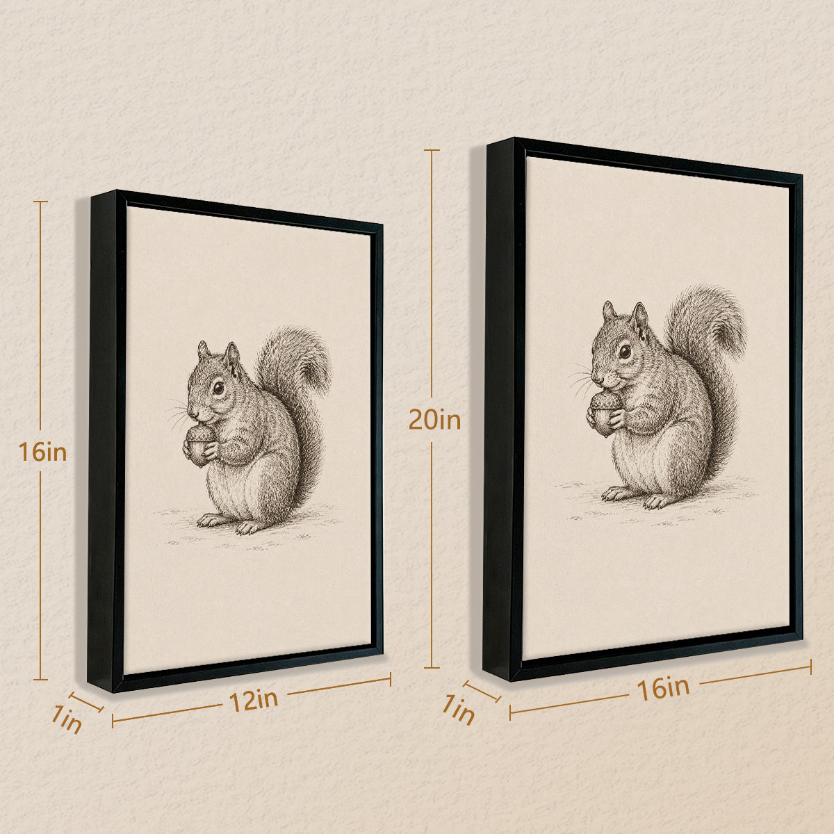 Framed Squirrel Illustration Art Print, Vintage Style, High-Quality Paper, Perfect Home Decor for Any Room