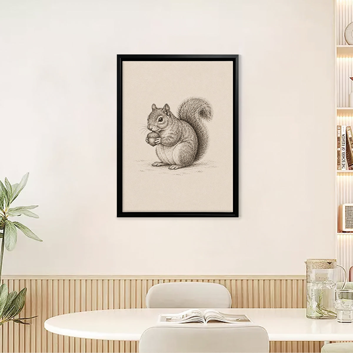 Framed Squirrel Illustration Art Print, Vintage Style, High-Quality Paper, Perfect Home Decor for Any Room