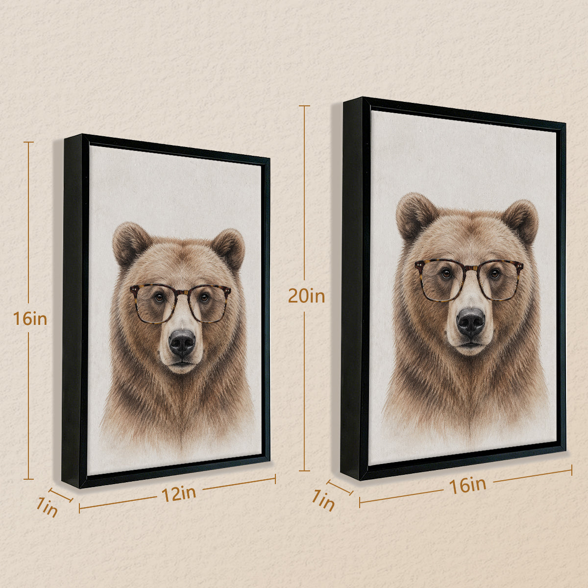 Framed Art Print of a Bear Wearing Glasses, Modern Wildlife Portrait, High-Quality Matte Finish, Perfect Home Decor for Any Room