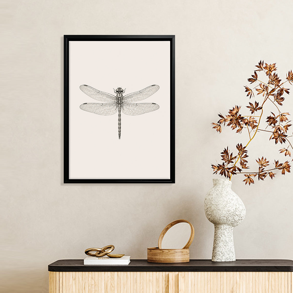 Framed Dragonfly Art Print, Vintage Style, High-Quality Giclee on Canvas, Perfect for Home Decor in Any Room