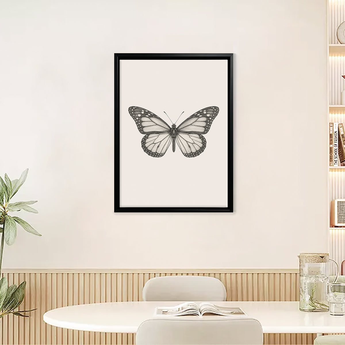 Framed Monarch Butterfly Art Print, Vintage Style, High-Quality Giclee on Canvas, Perfect for Home Decor in Any Room