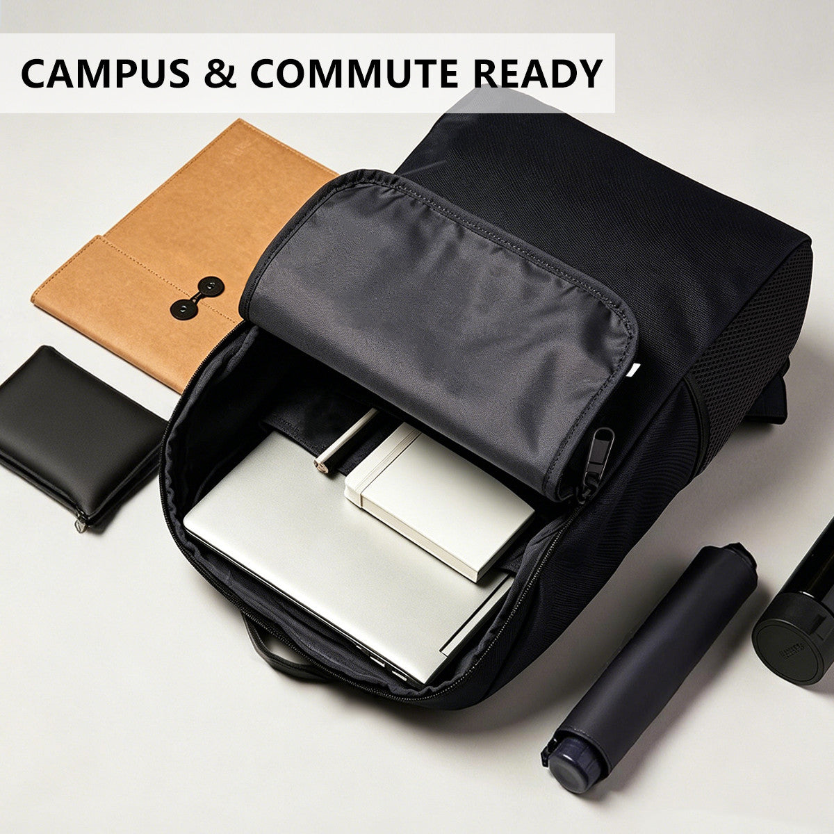 Black Pizza Text Backpack - Durable High-Density Weave, Campus & Commute Ready