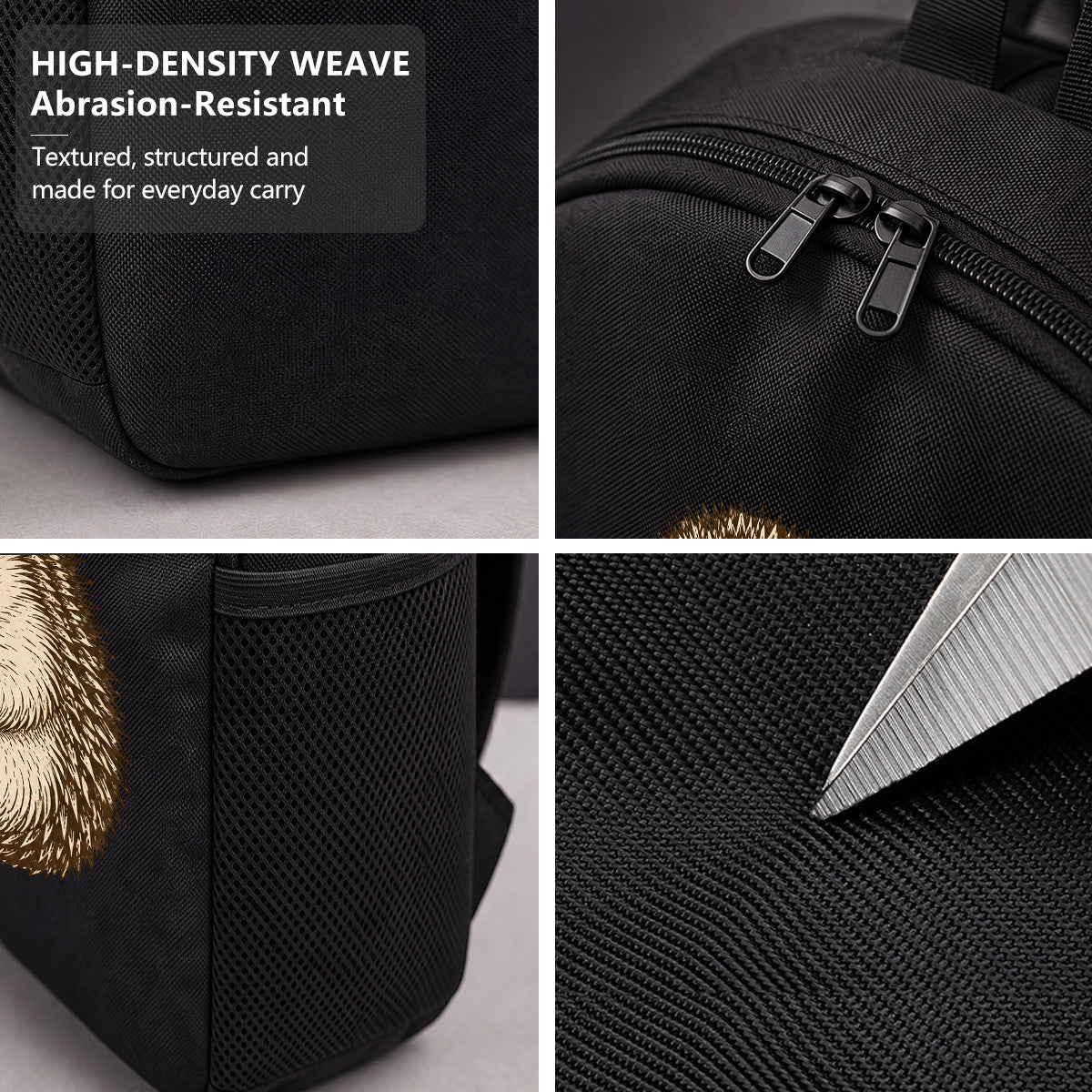 Hedgehog Pattern Backpack, Durable High-Density Weave, Campus & Commute Ready