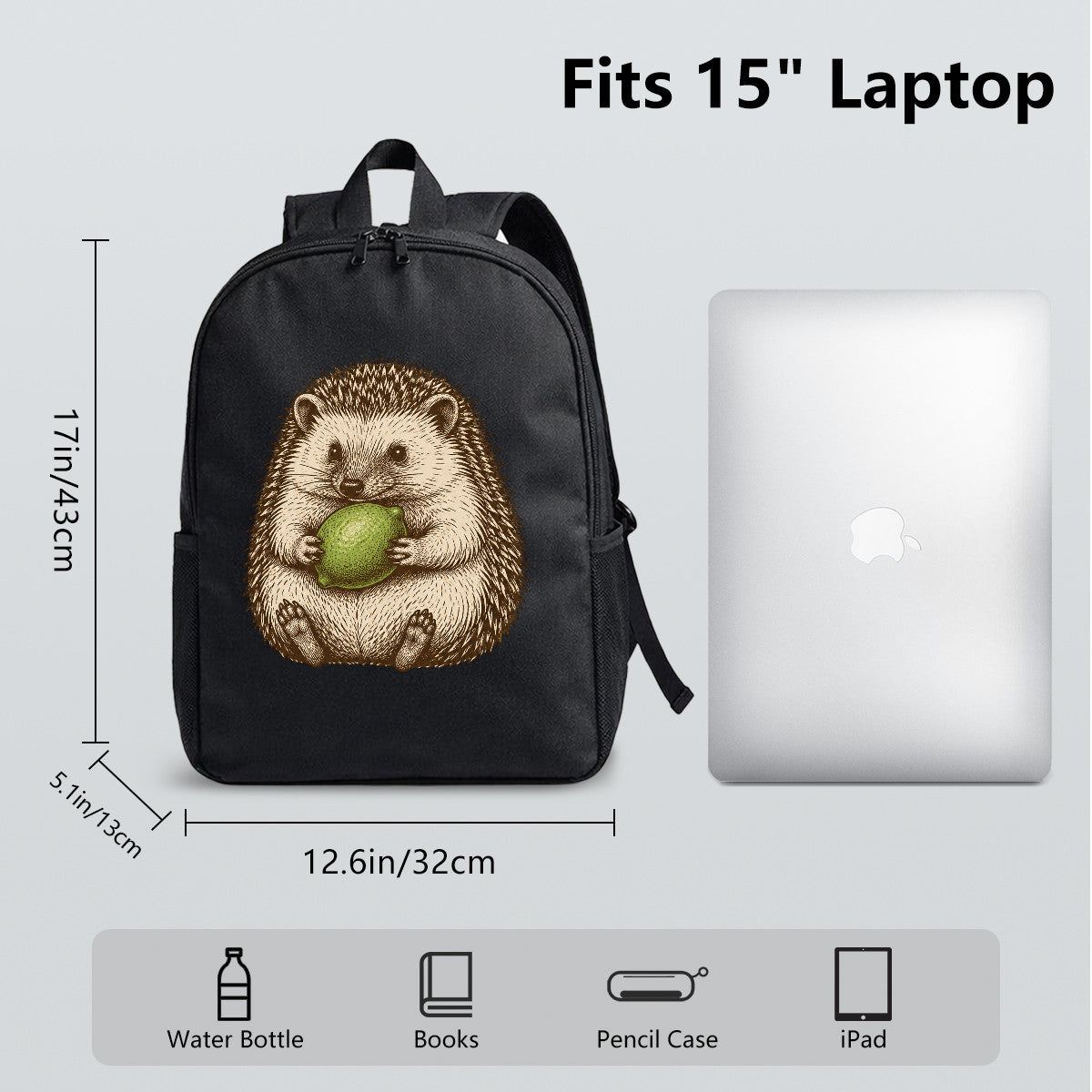 Hedgehog Pattern Backpack, Durable High-Density Weave, Campus & Commute Ready