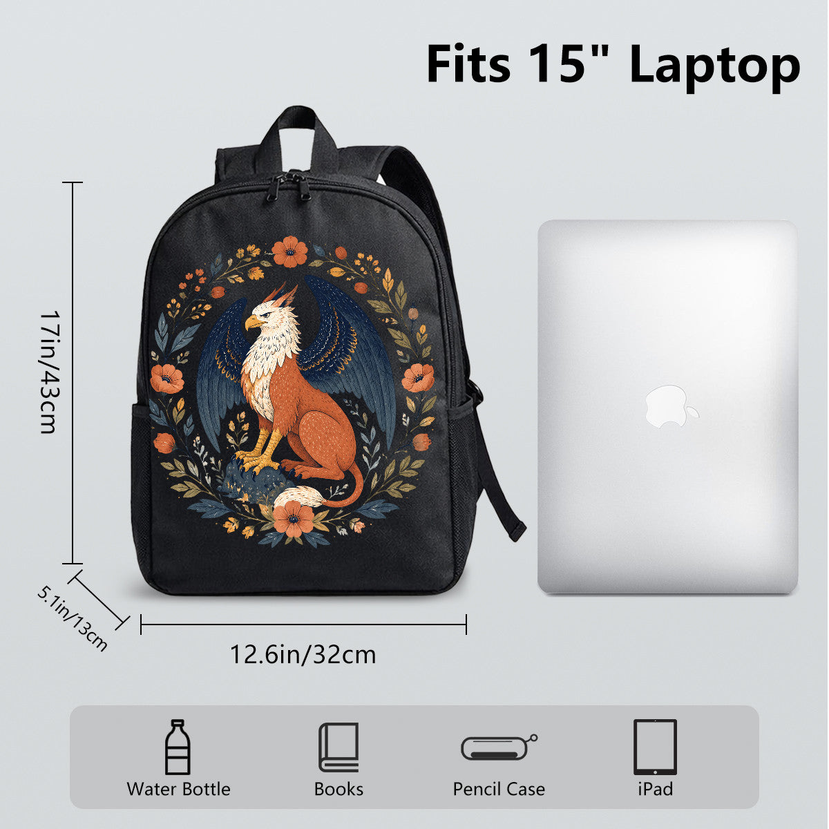Gryphon Floral Backpack - Durable High-Density Weave, Perfect for Campus & Commute