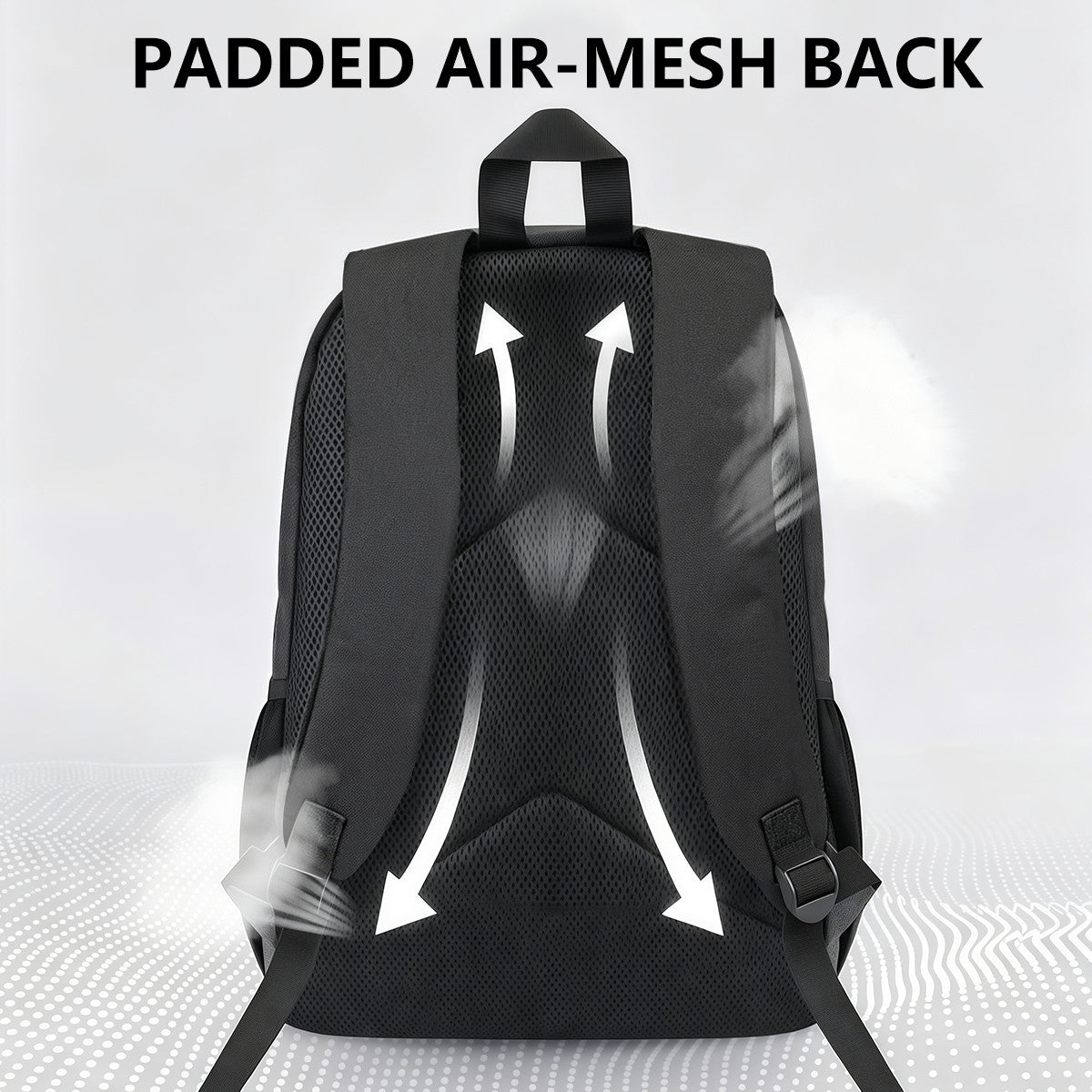 Black Backpack with Golden Key Embroidery, Durable High-Density Weave for Campus & Commute