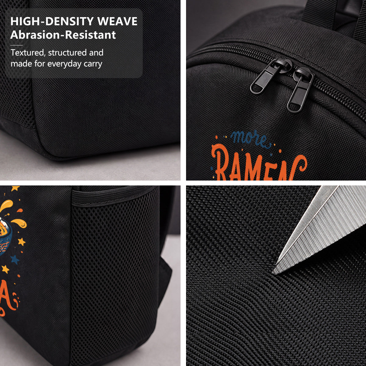 Ramen-Themed Backpack with High-Density Weave - Campus & Commute Ready