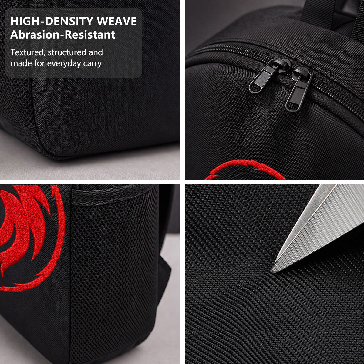 Black Lion Embroidered Backpack for Campus & Commute - Durable High-Density Weave
