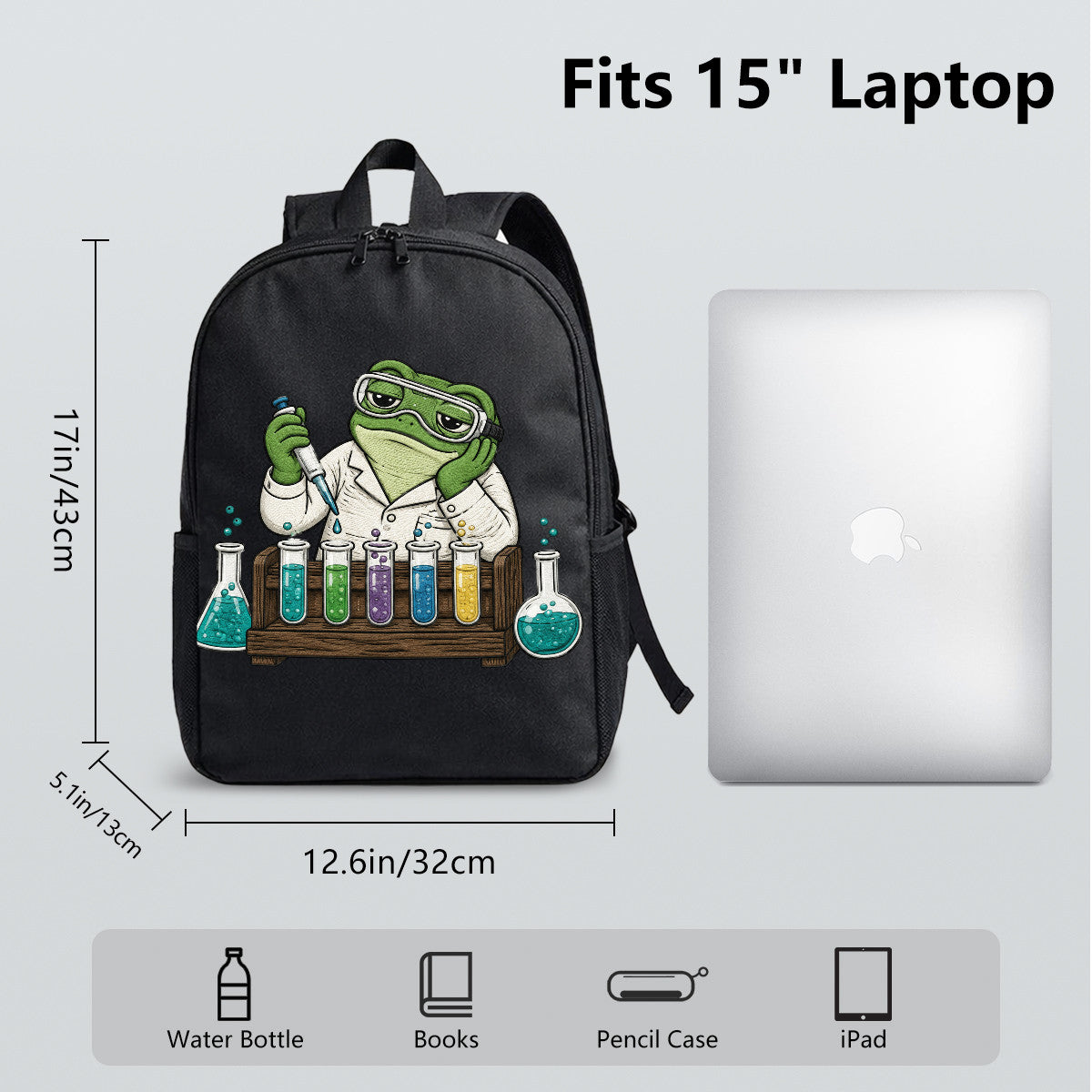 Pepe the Frog Scientist Backpack - Durable High-Density Weave, Campus & Commute Ready