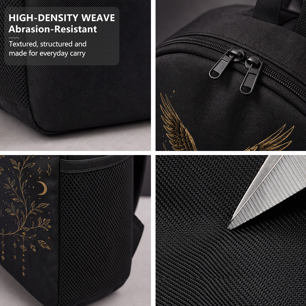 Black Owl Hourglass Backpack Gothic Style Durable Fabric Campus Commute Gift
