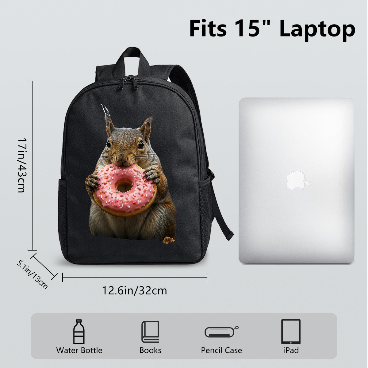 Squirrel with Donut Backpack - Durable High-Density Weave for Campus & Commute