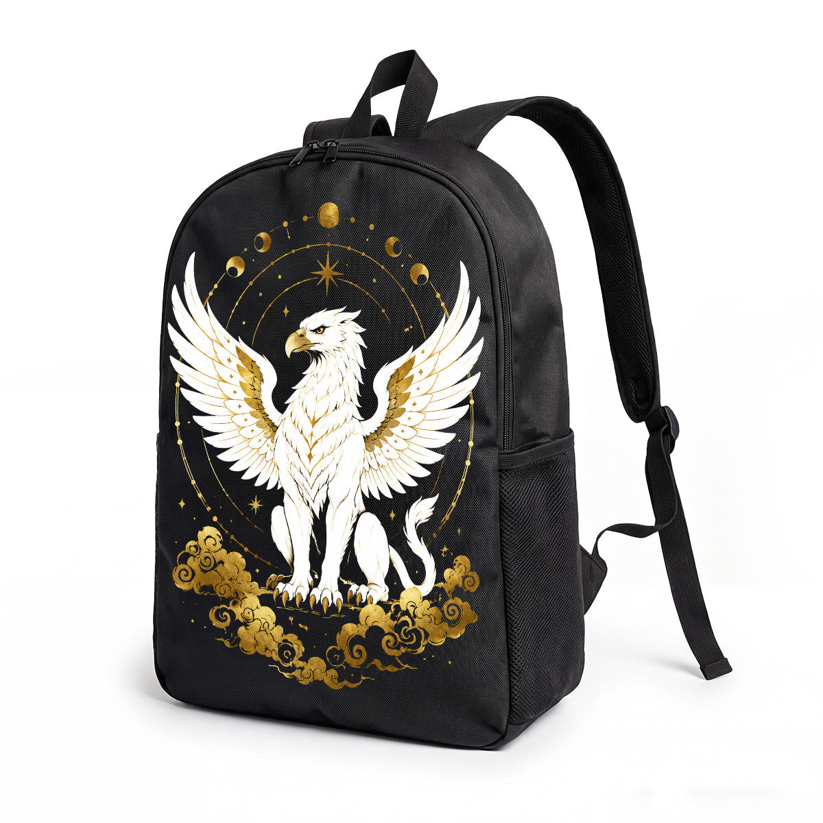 Mythical Griffin Backpack with Gold Accents - Durable High-Density Weave for Campus & Commute