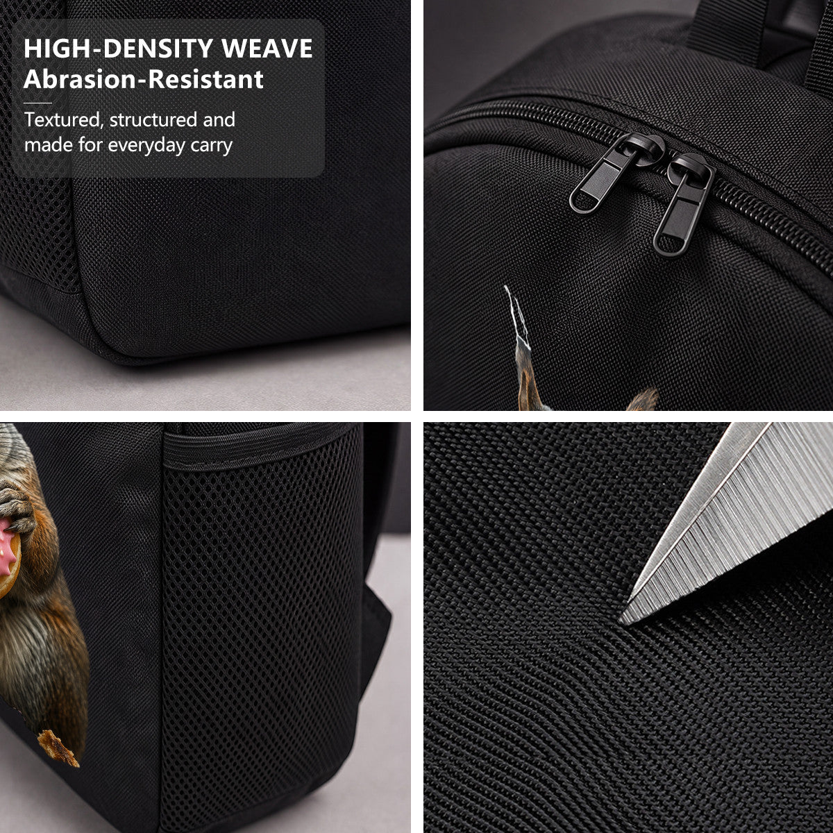 Squirrel with Donut Backpack - Durable High-Density Weave for Campus & Commute