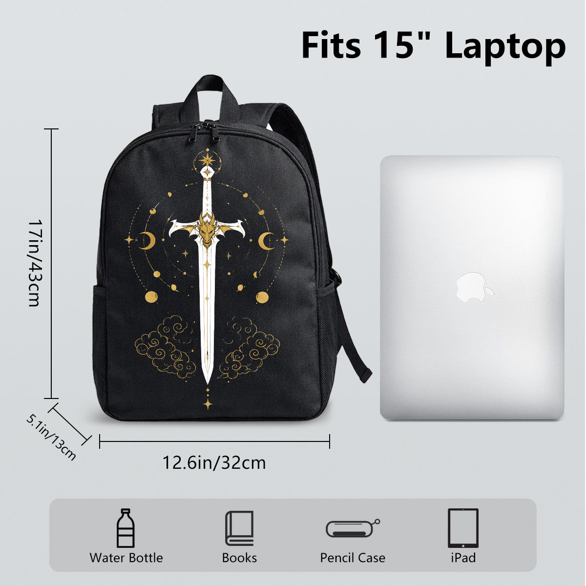 Dragon Sword Backpack, Fantasy Style, Durable High-Density Weave, Perfect for Campus & Commute