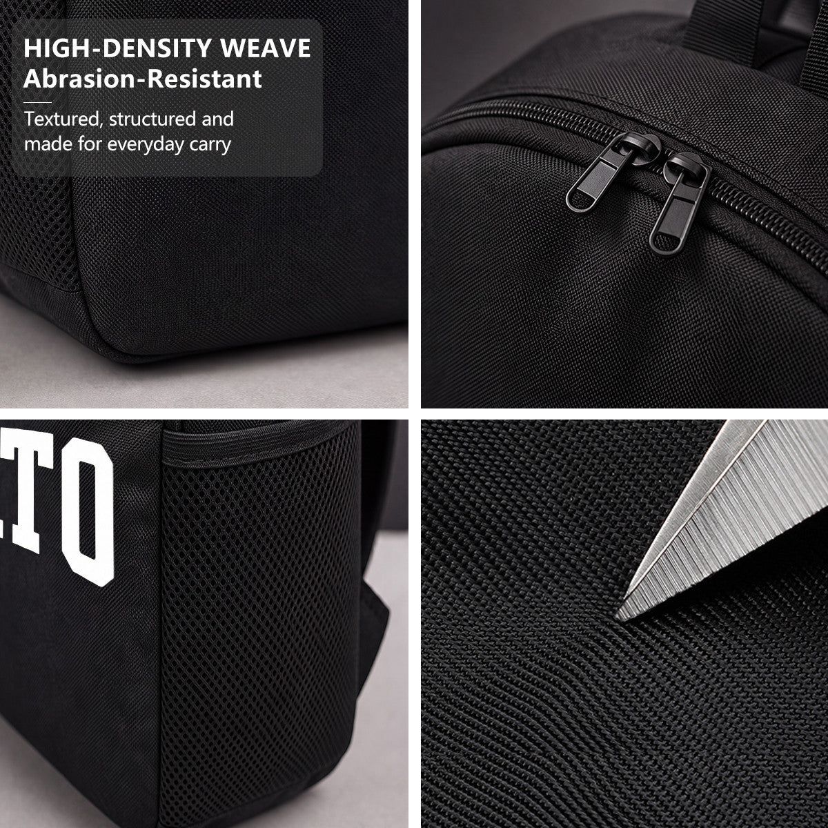 Black Gelato Text Backpack - Durable High-Density Weave for Campus & Commute