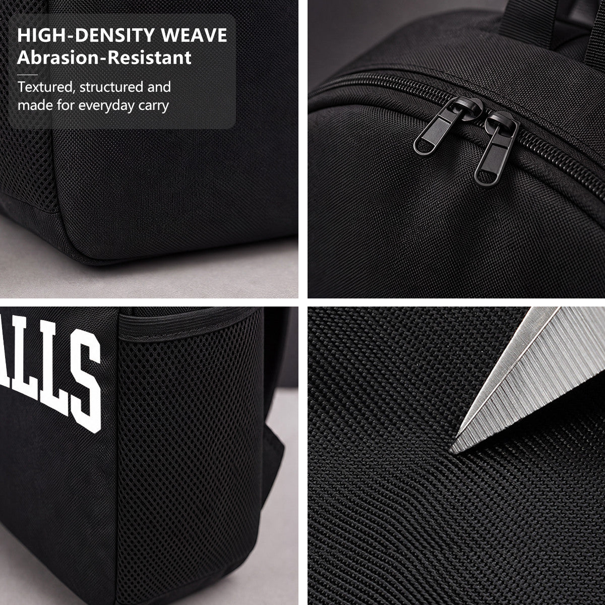 Black Meatballs Backpack with High-Density Weave, Campus & Commute Ready