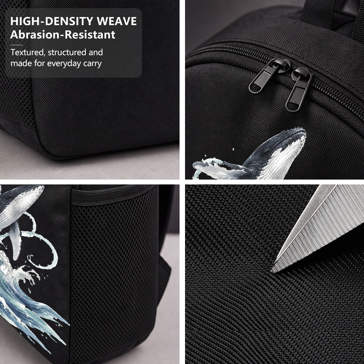 Whale Wave Backpack for Campus & Commute - Durable High-Density Weave, Perfect for Everyday Use