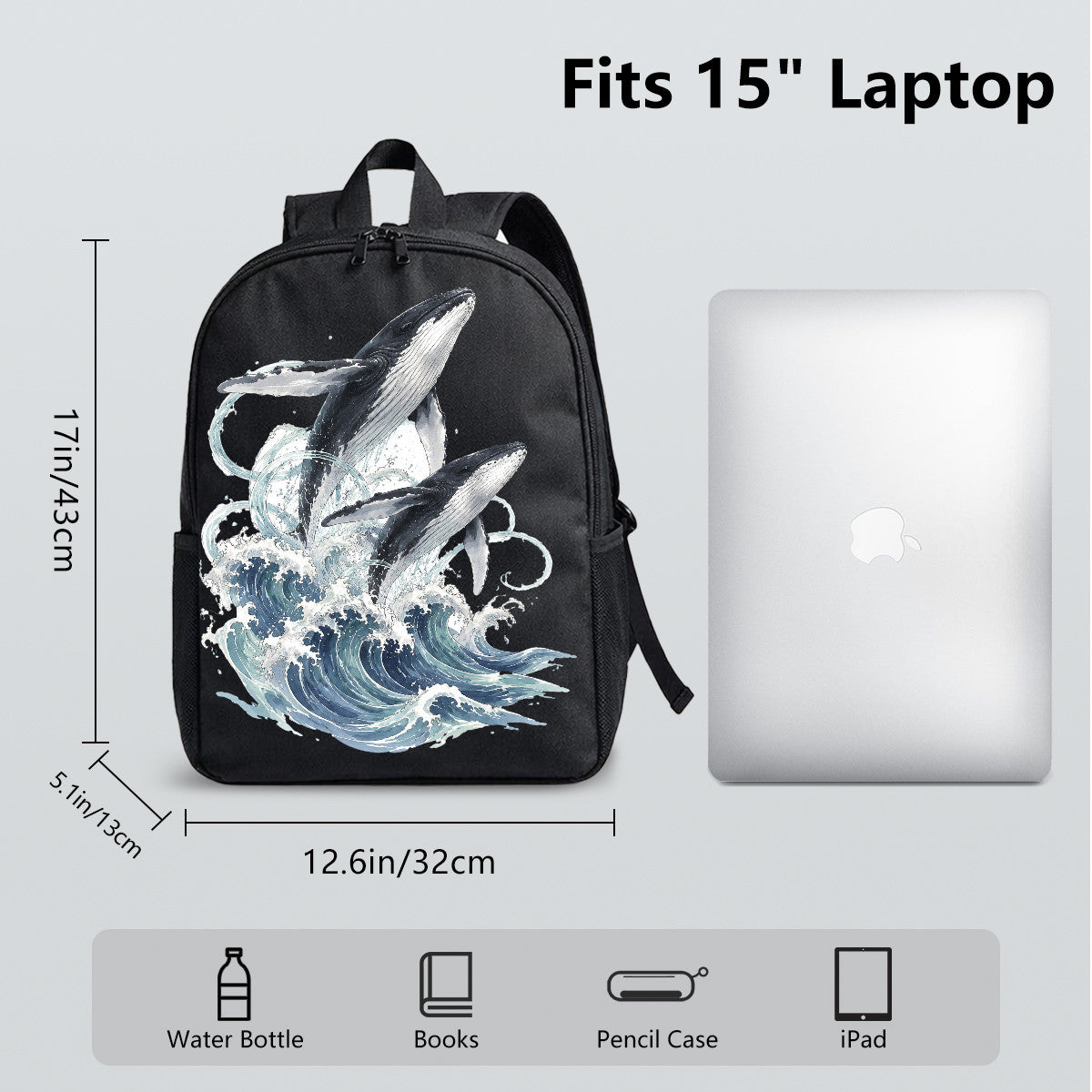 Whale Wave Backpack for Campus & Commute - Durable High-Density Weave, Perfect for Everyday Use