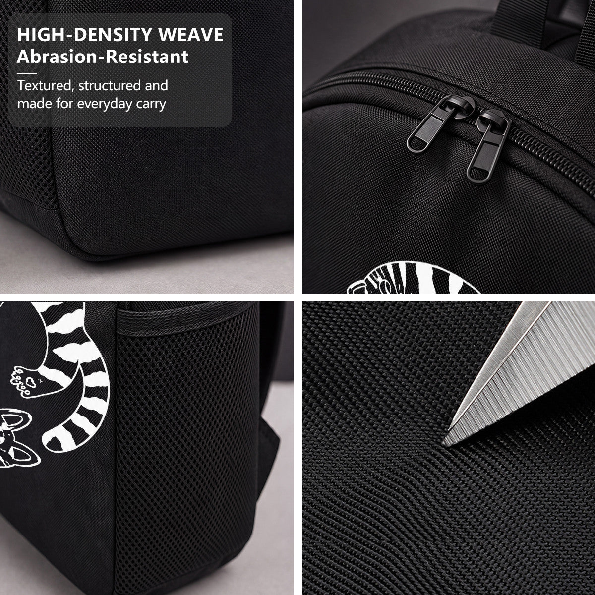 Black Cat Pattern Backpack, Gothic Style, High-Density Weave Material, Perfect for Campus & Commute in New York