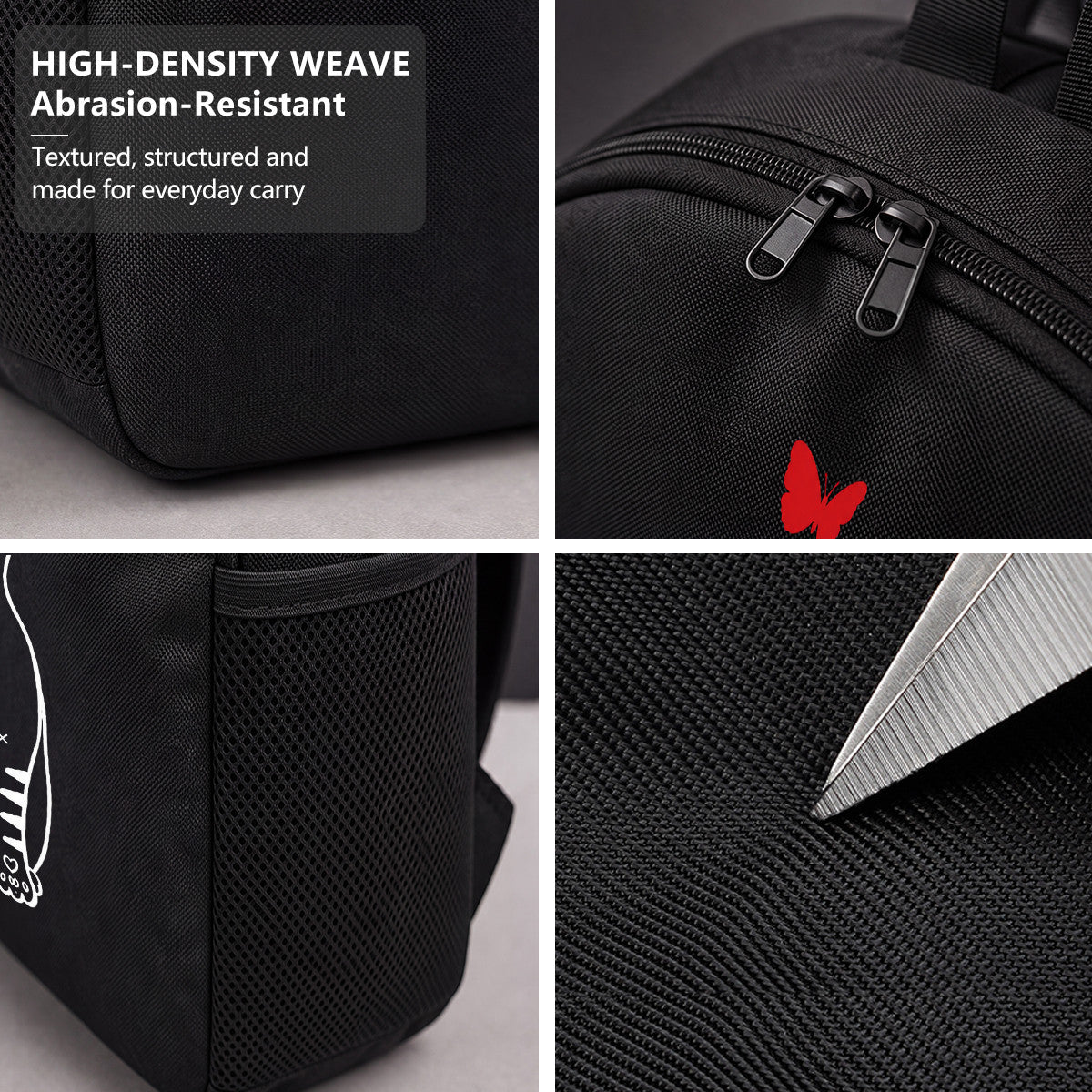 Black Cat Butterfly Backpack, Durable High-Density Weave, Campus & Commute Ready