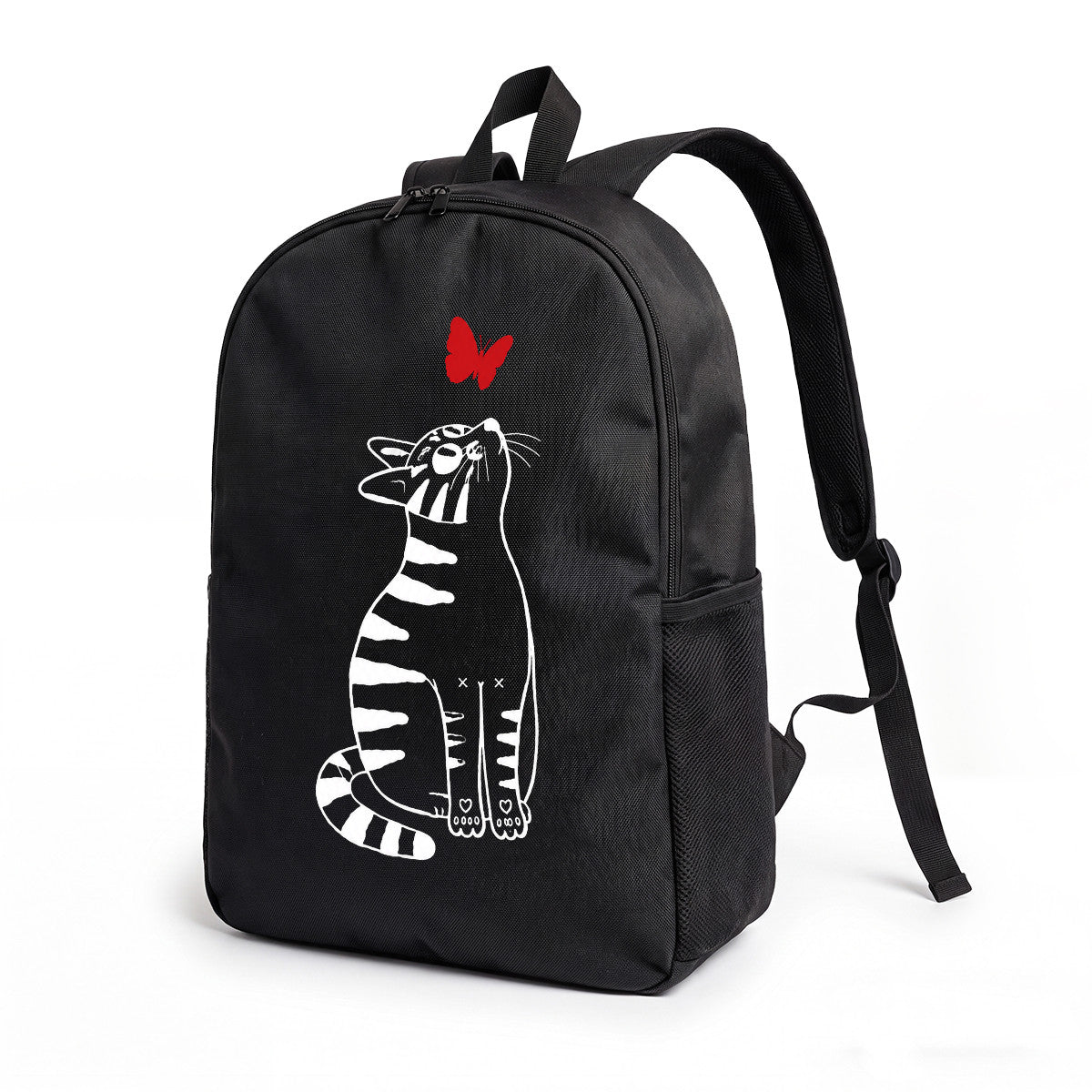 Black Cat Butterfly Backpack, Durable High-Density Weave, Campus & Commute Ready