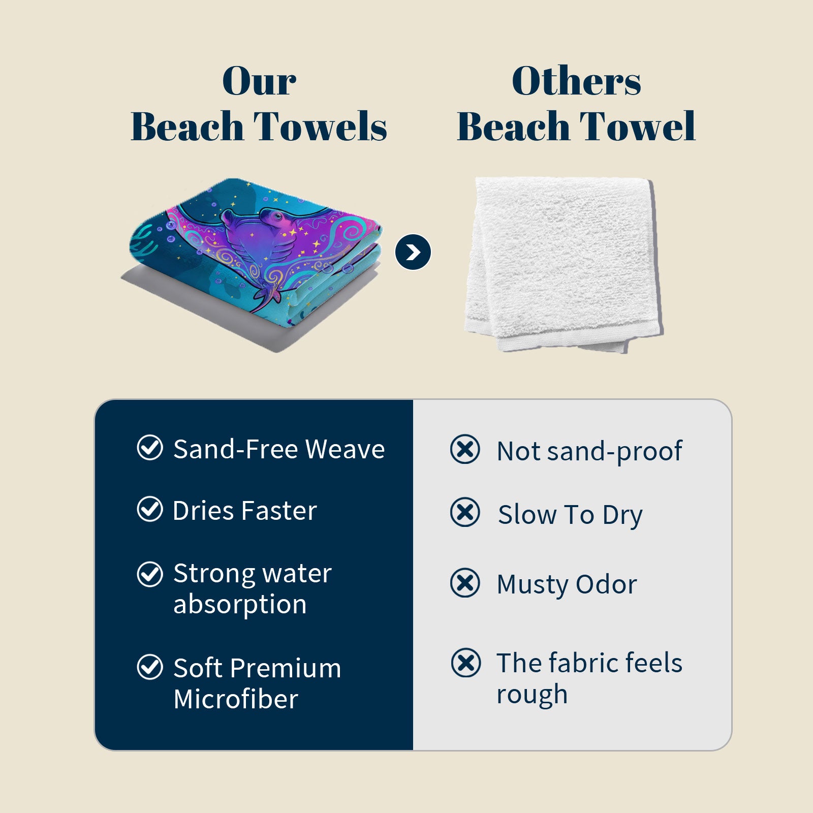 Vibrant Cartoon Sea Life Beach Towel Quick Dry Microfiber Summer Vacation Gift