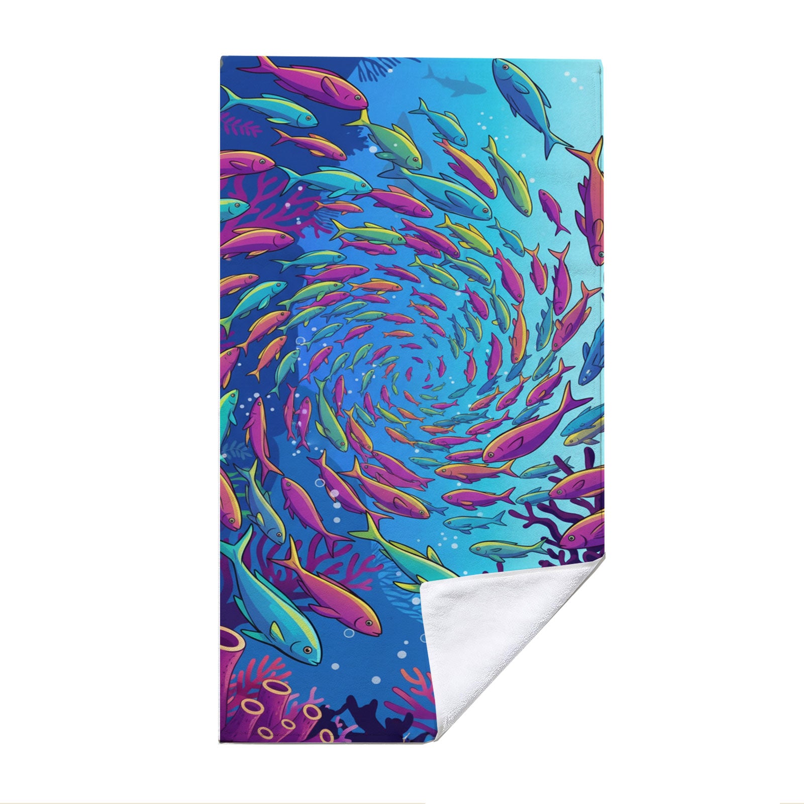 Vibrant Cartoon Sea Life Beach Towel Quick Dry Microfiber Summer Vacation Gift