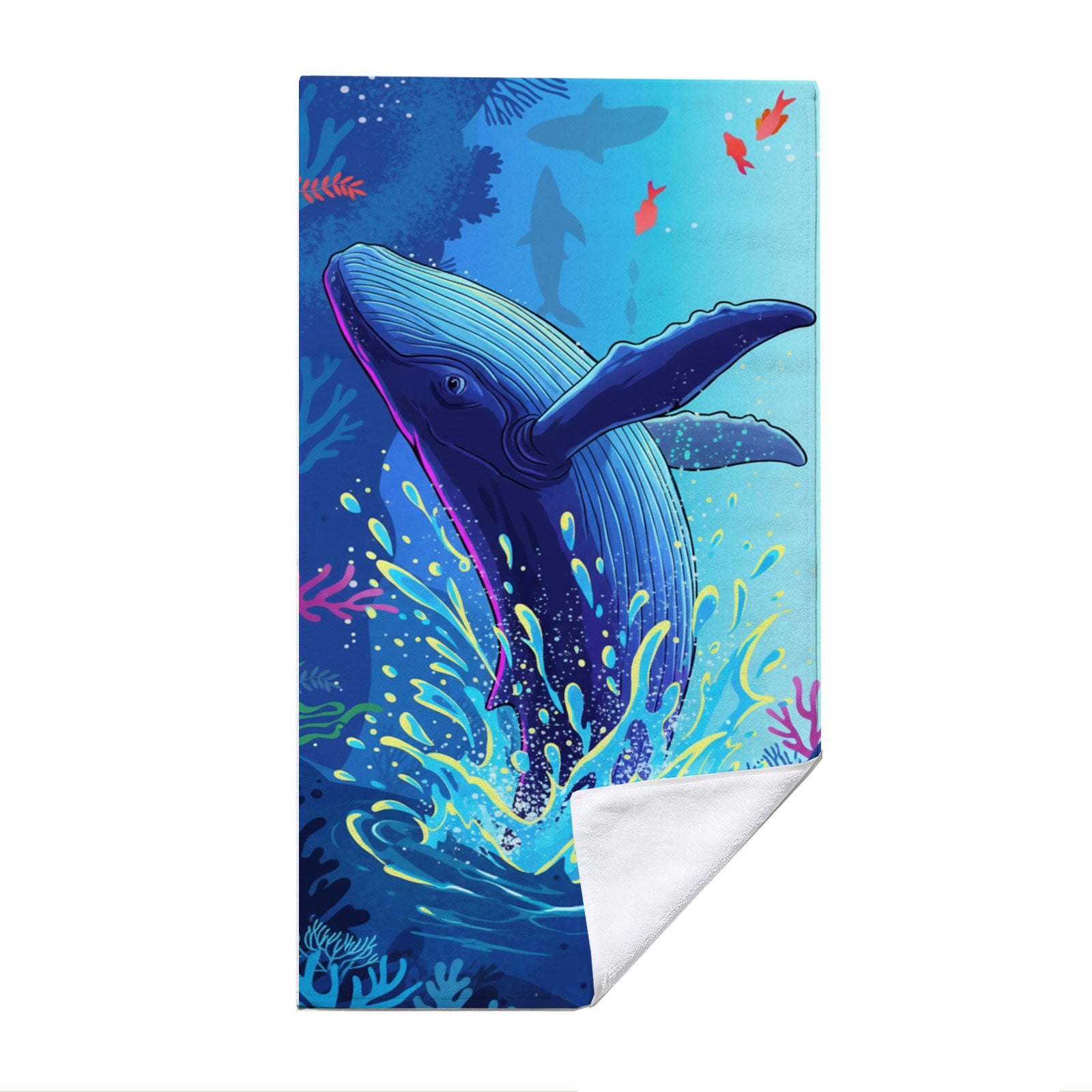 Vibrant Cartoon Sea Life Beach Towel Quick Dry Microfiber Summer Vacation Gift