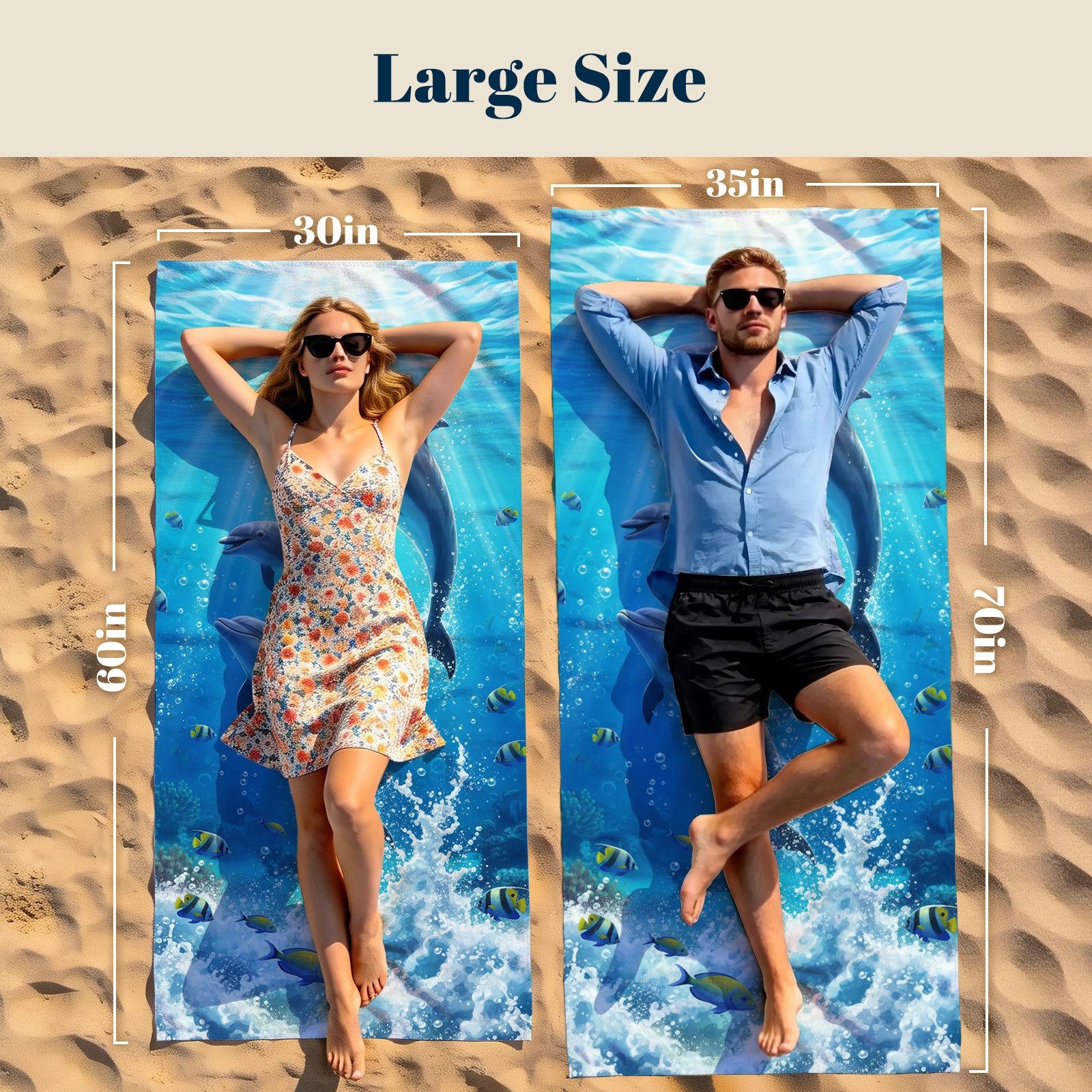 Realistic Ocean Beach Towel Deep Sea Life Quick Dry Microfiber Summer Gift