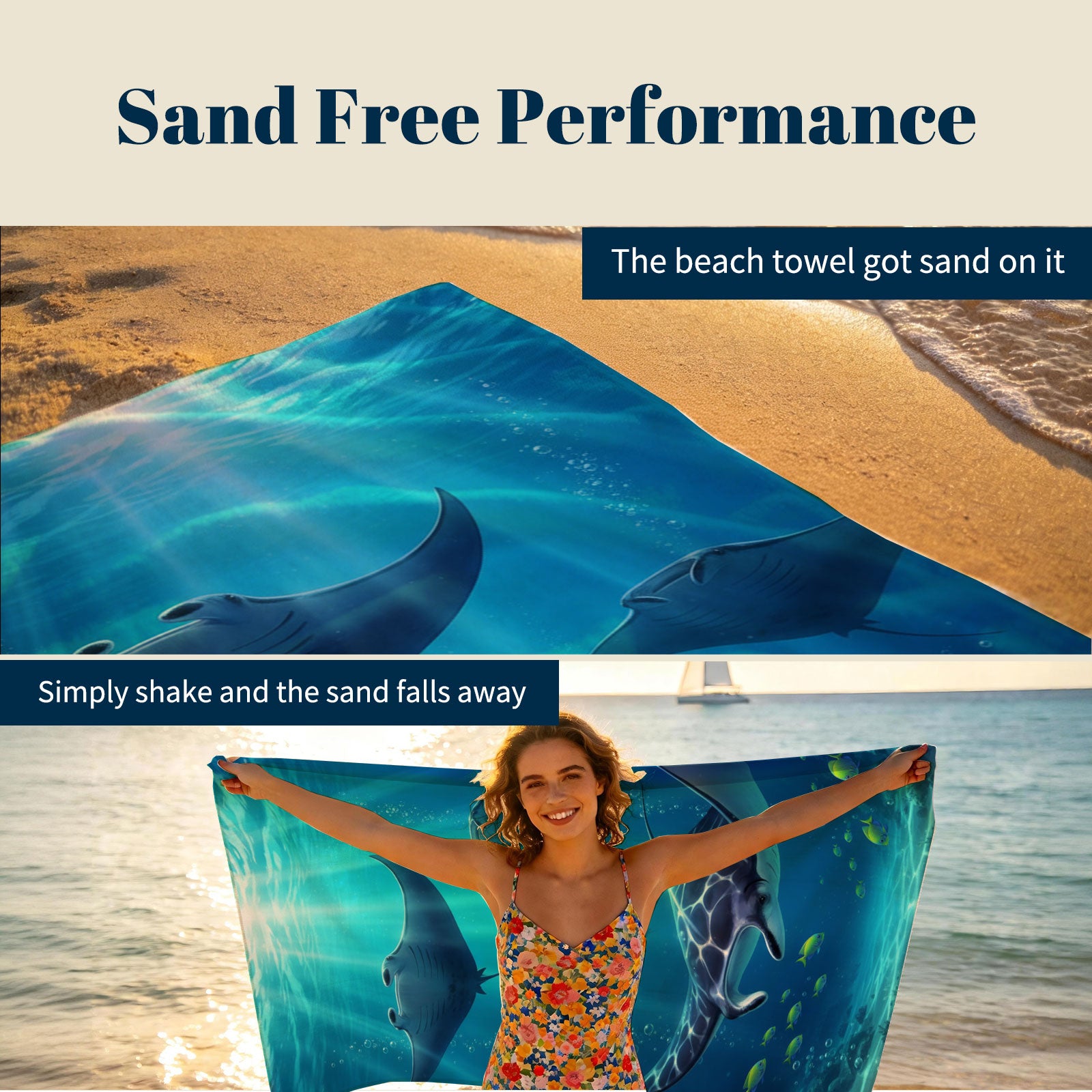Realistic Ocean Beach Towel Deep Sea Life Quick Dry Microfiber Summer Gift