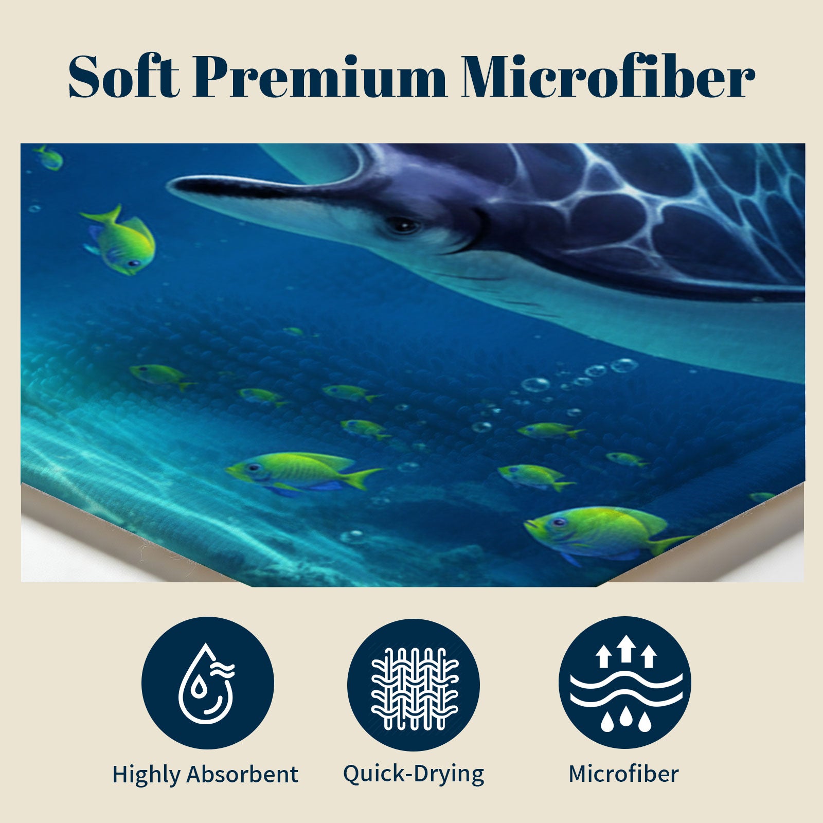 Realistic Ocean Beach Towel Deep Sea Life Quick Dry Microfiber Summer Gift