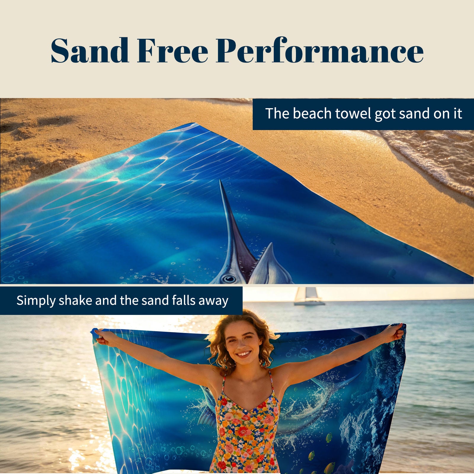 Realistic Ocean Beach Towel Deep Sea Life Quick Dry Microfiber Summer Gift