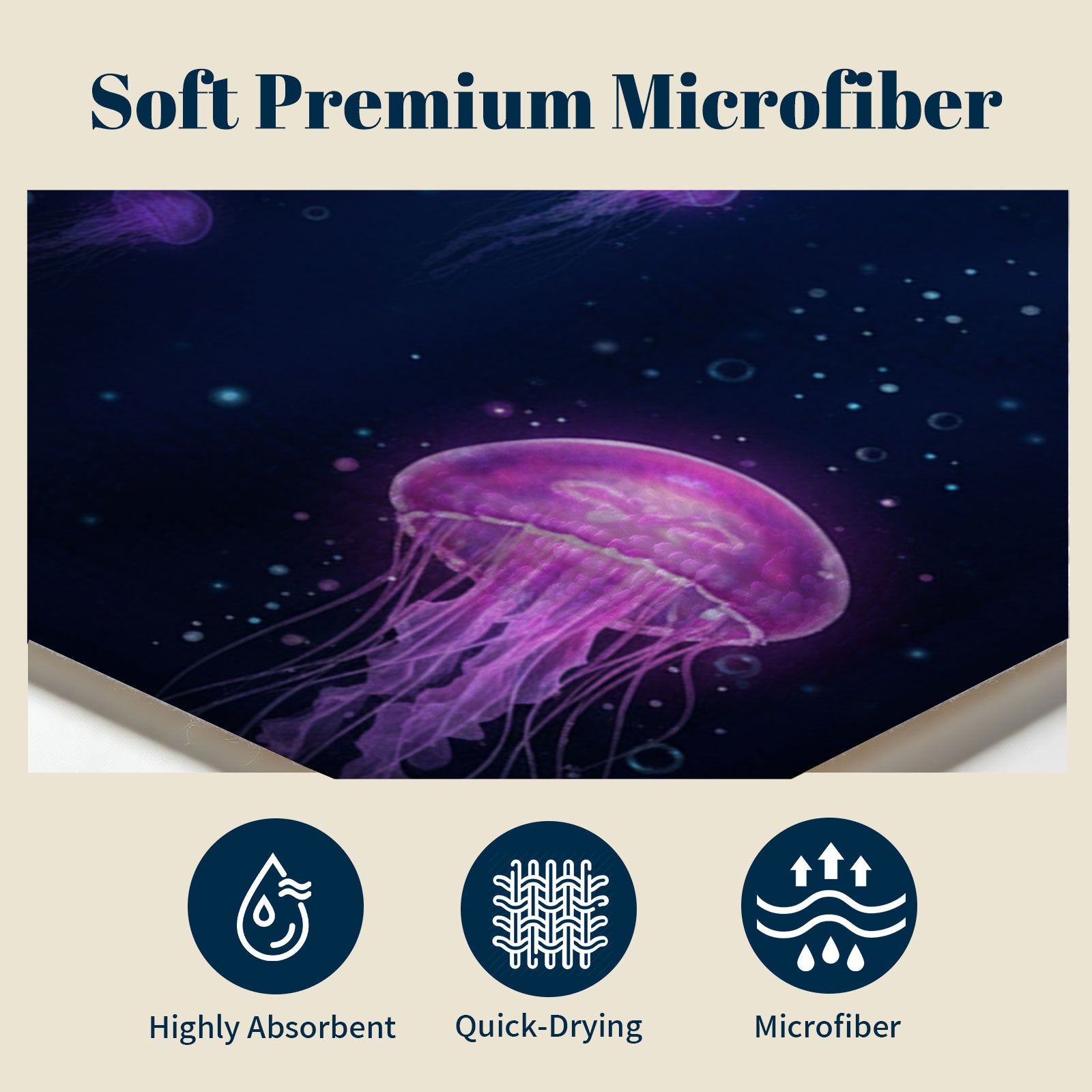 Realistic Ocean Beach Towel Deep Sea Life Quick Dry Microfiber Summer Gift