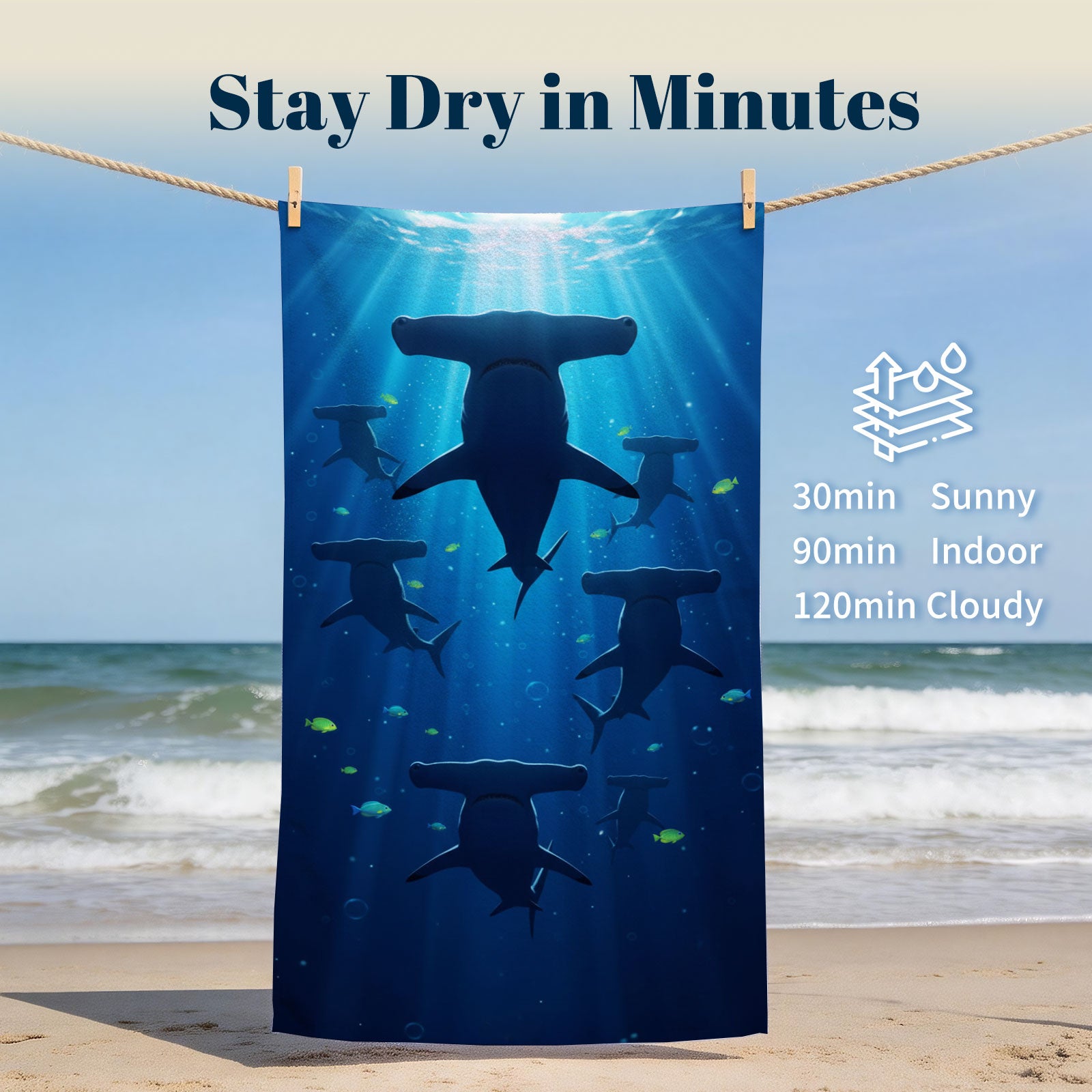 Realistic Ocean Beach Towel Deep Sea Life Quick Dry Microfiber Summer Gift