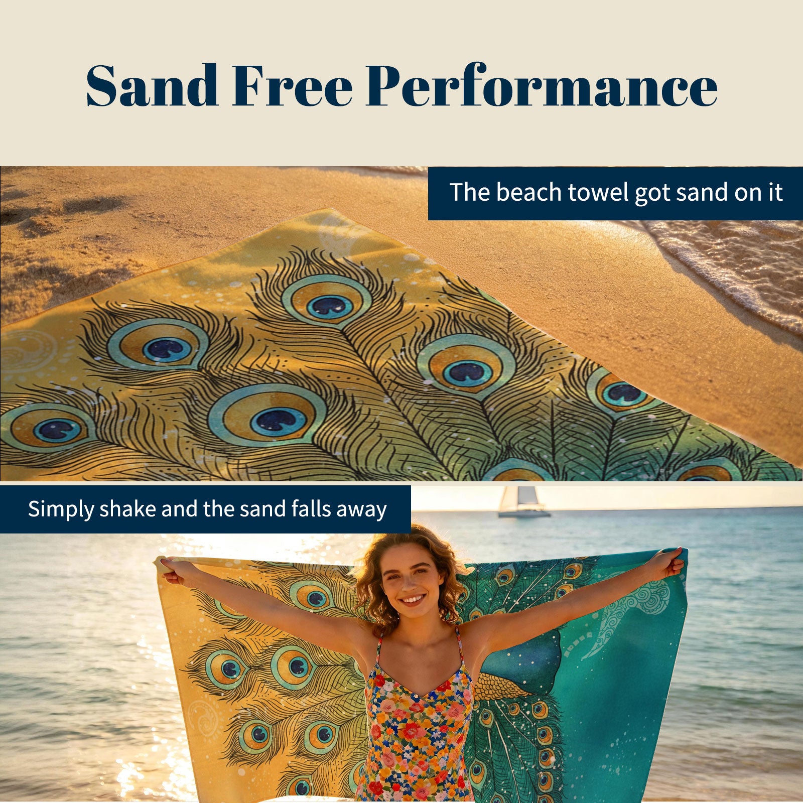 Mandala Animal Beach Towel Boho Watercolor Quick Dry Summer Vacation Gift