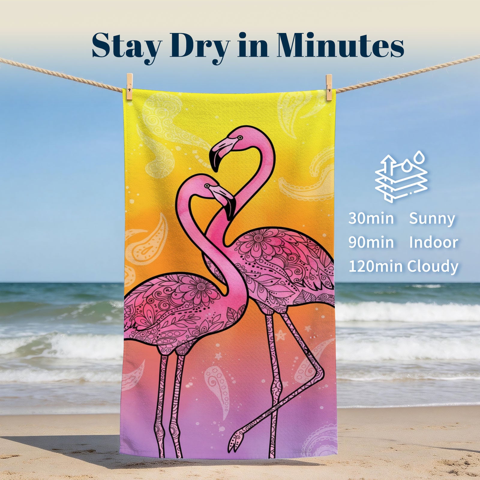 Mandala Animal Beach Towel Boho Watercolor Quick Dry Summer Vacation Gift