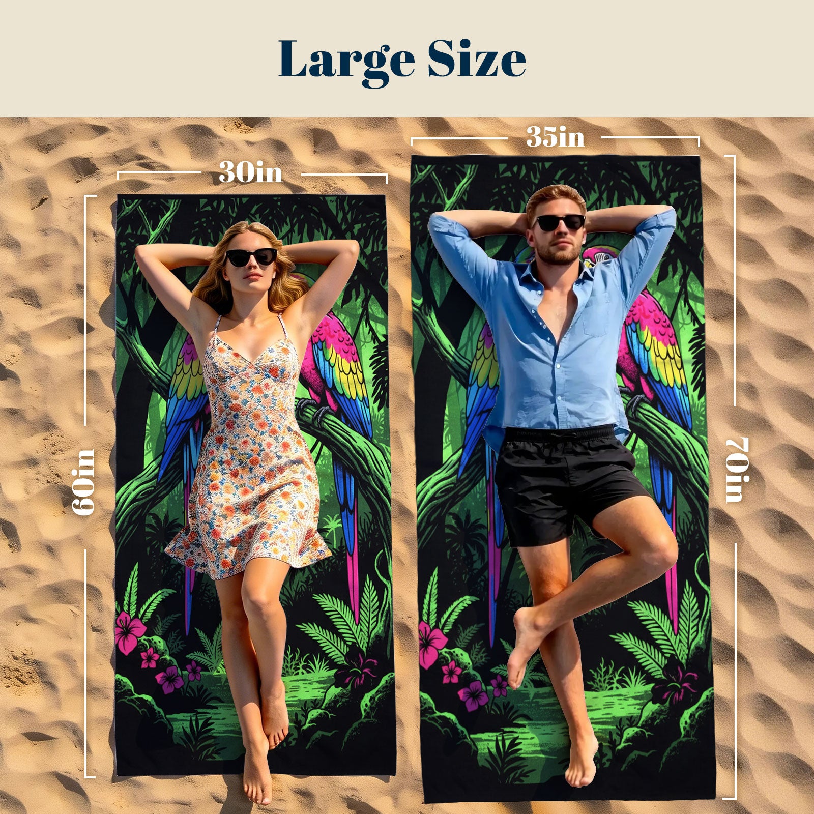 Tropical Pop Art Scenery Beach Towel Quick Dry Microfiber Summer Vacation Gift