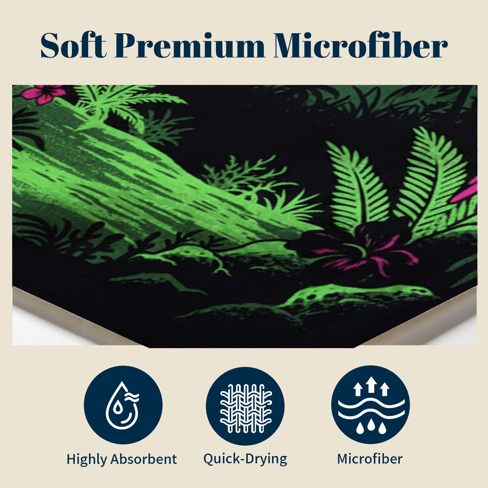 Tropical Pop Art Scenery Beach Towel Quick Dry Microfiber Summer Vacation Gift