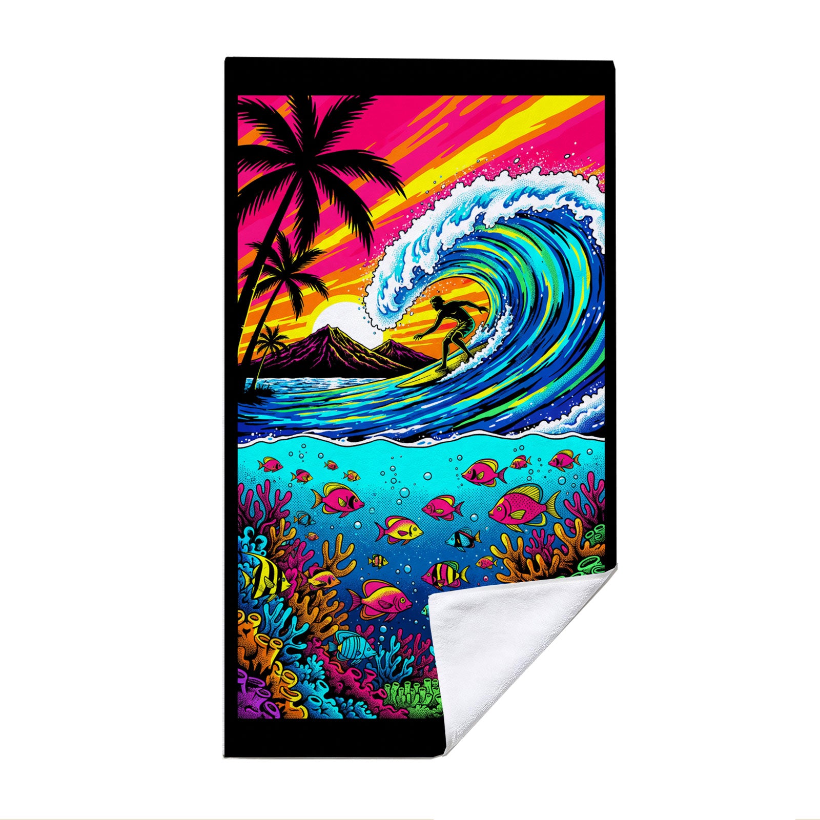 Tropical Pop Art Scenery Beach Towel Quick Dry Microfiber Summer Vacation Gift
