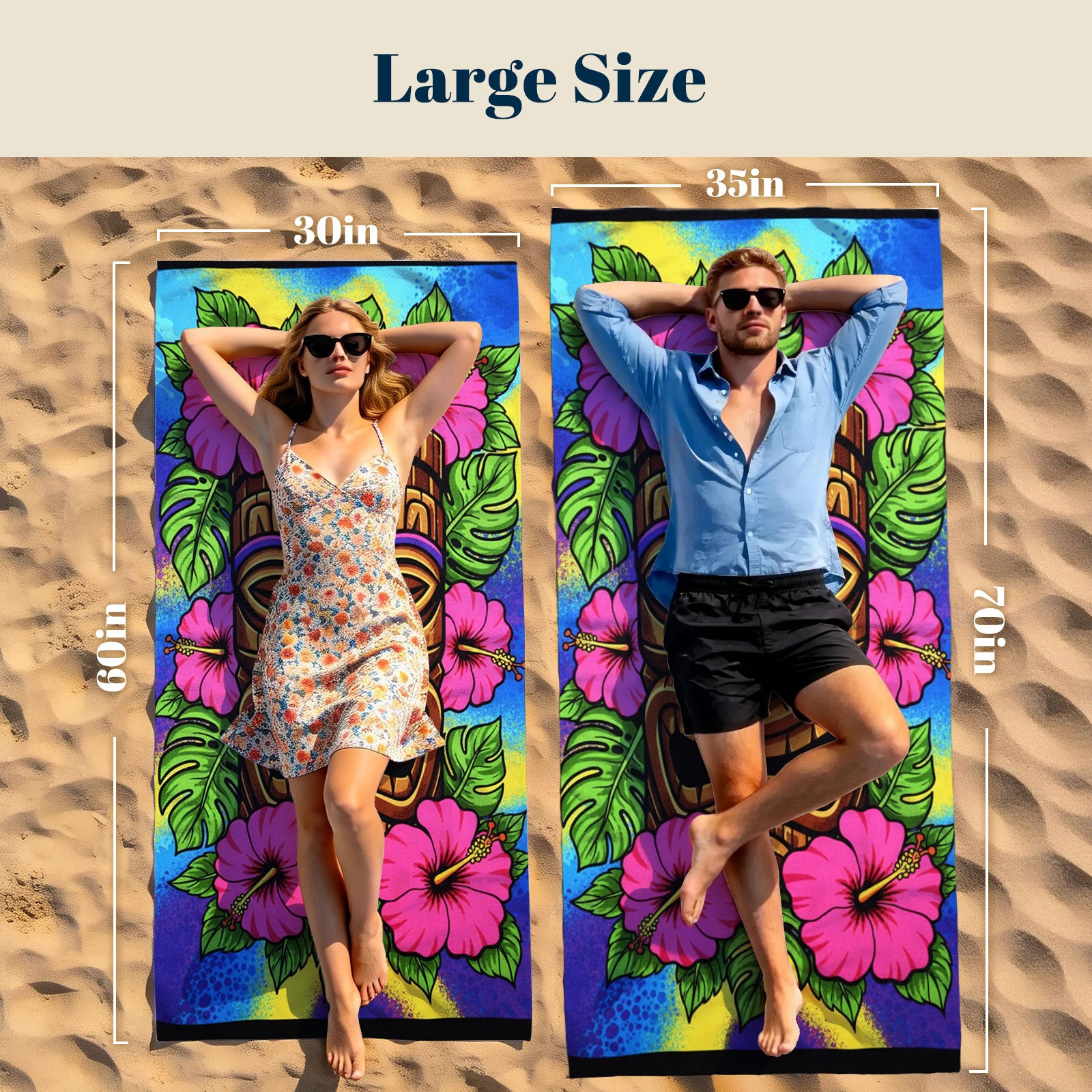 Tropical Pop Art Scenery Beach Towel Quick Dry Microfiber Summer Vacation Gift