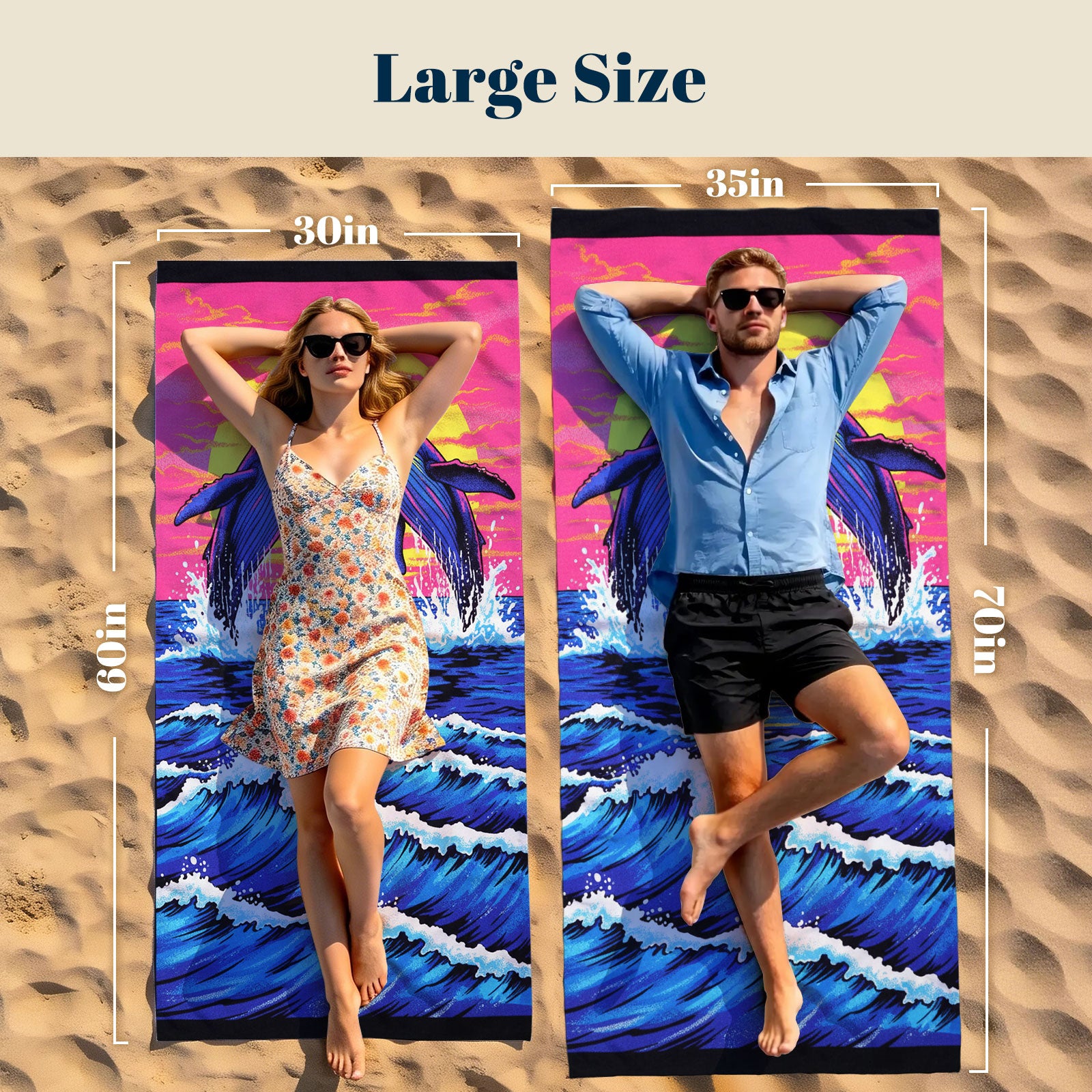 Tropical Pop Art Scenery Beach Towel Quick Dry Microfiber Summer Vacation Gift